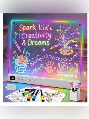 Led Drawing Board with 13 Light Effects, 16" Rechargeable Glow Doodle LED